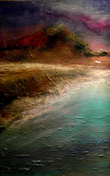 Painting titled "Закат на море" by Khudozhnik Maksim Chudesa, Original Artwork, Oil