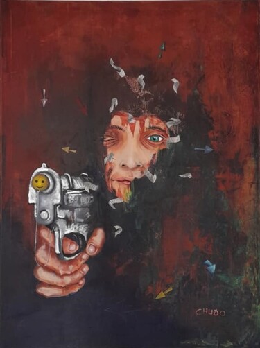 Painting titled "Flagrant délire" by Chudo, Original Artwork, Acrylic
