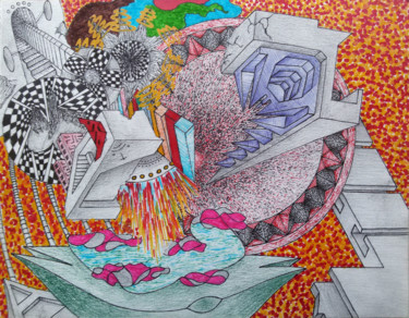 Disegno intitolato "Multiverse" da Chudo Tvoretz, Opera d'arte originale, Matite colorate