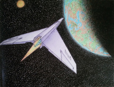 Drawing titled "return to earth" by Chudo Tvoretz, Original Artwork, Ballpoint pen