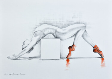 Dessin intitulée "Ballerina Drawing 3" par Chung Yau Shek, Œuvre d'art originale, Crayon