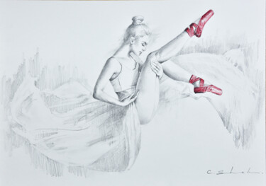 Disegno intitolato "Ballerina Drawing 10" da Chung Yau Shek, Opera d'arte originale, Matita
