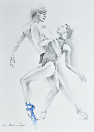 Rysunek zatytułowany „Ballerina Drawing 12” autorstwa Chung Yau Shek, Oryginalna praca, Ołówek