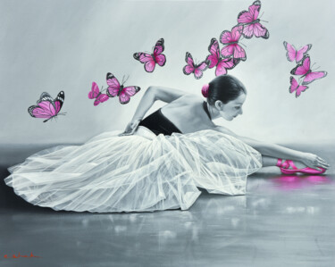 Peinture intitulée "Ballerina" par Chung Yau Shek, Œuvre d'art originale, Huile