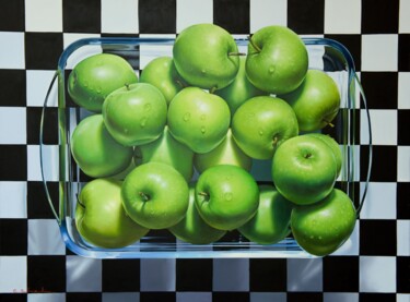 "Still Life - Apples" başlıklı Tablo Chung Yau Shek tarafından, Orijinal sanat, Petrol Ahşap Sedye çerçevesi üzerine monte e…