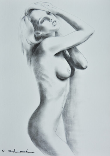 Drawing titled "Female Drawing 3" by Chung Yau Shek, Original Artwork, Charcoal