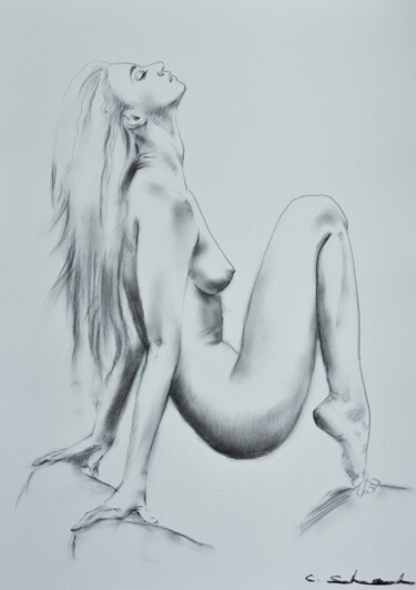 Drawing titled "Female Drawing 4" by Chung Yau Shek, Original Artwork, Charcoal