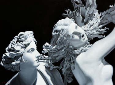Malarstwo zatytułowany „Apollo and Daphne” autorstwa Chung Yau Shek, Oryginalna praca, Olej Zamontowany na Drewniana rama no…