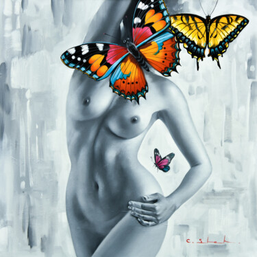 Peinture intitulée "Nude 3" par Chung Yau Shek, Œuvre d'art originale, Huile