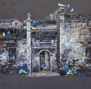Painting titled "Tale of the Old Hou…" by Chunlei Zhang, Original Artwork, Oil