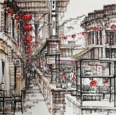 Dibujo titulada "Smith Street 史密斯街" por Chunlei Zhang, Obra de arte original, Tinta