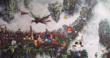 Schilderij getiteld "When the Melody Sta…" door Chunlei Zhang, Origineel Kunstwerk, Olie