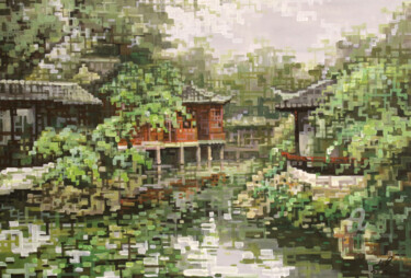 Painting titled "impression-garden苏州…" by Chunlei Zhang, Original Artwork