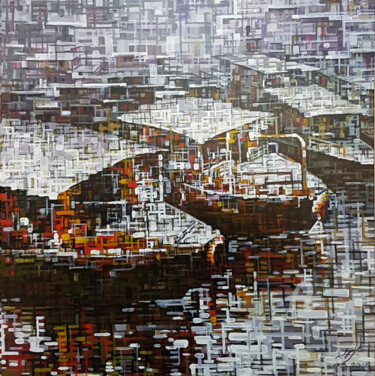 Peinture intitulée "Boat 船" par Chunlei Zhang, Œuvre d'art originale