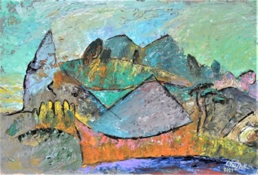 Schilderij getiteld "Mountain landscape…" door Chuzhik, Origineel Kunstwerk, Olie