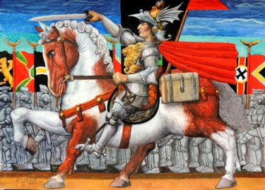 Картина под названием "0169  The Conqueror" - Chuzhik, Подлинное произведение искусства, Гуашь