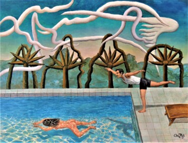 Painting titled "Pool  2887" by Chuzhik, Original Artwork, Oil