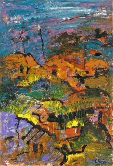 Картина под названием "Landscape 12-21" - Chuzhik, Подлинное произведение искусства, Масло