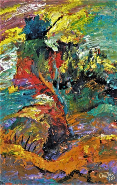Painting titled "Landscape 3-21" by Chuzhik, Original Artwork, Oil