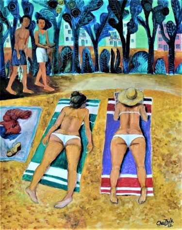 Peinture intitulée "1-22   Пляж" par Chuzhik, Œuvre d'art originale, Huile