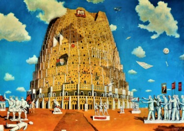 Pittura intitolato "Tower" da Chuzhik, Opera d'arte originale, Olio