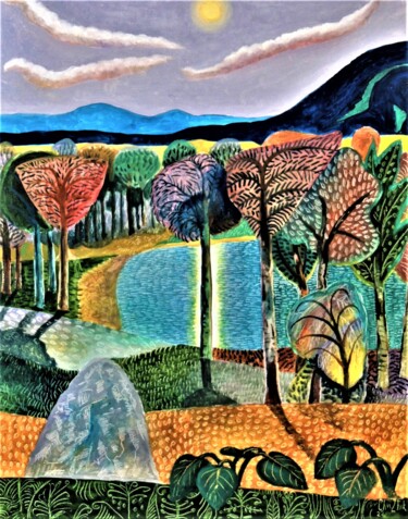 Painting titled "18-22  Lake" by Chuzhik, Original Artwork, Oil