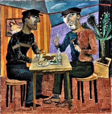 Painting titled "Разговор №3" by Chuzhik, Original Artwork, Oil