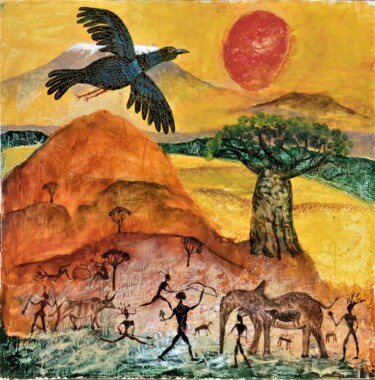Pittura intitolato "Чёрная птица над Ки…" da Chuzhik, Opera d'arte originale, Olio