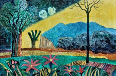 Ζωγραφική με τίτλο "Синяя гора" από Chuzhik, Αυθεντικά έργα τέχνης, Λάδι