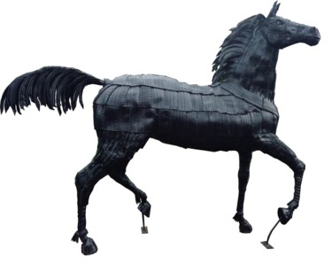 Sculpture titled "Конь" by Chuzhik, Original Artwork, Metals