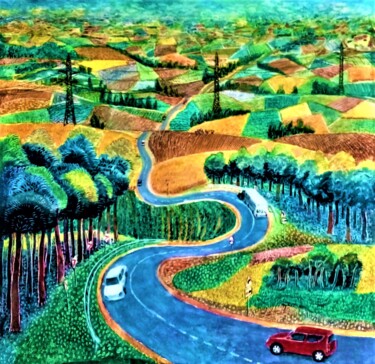 Картина под названием "Дорога 2" - Chuzhik, Подлинное произведение искусства, Масло