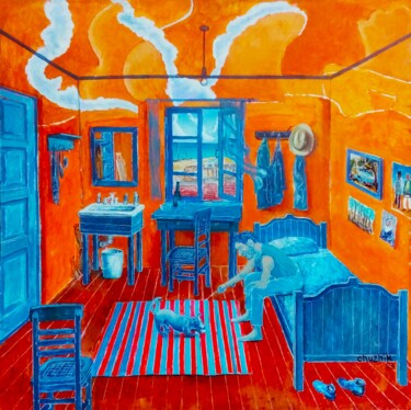 Картина под названием "Оранжевая комната" - Chuzhik, Подлинное произведение искусства, Масло