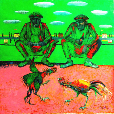 Malerei mit dem Titel "Петухи" von Chuzhik, Original-Kunstwerk, Öl