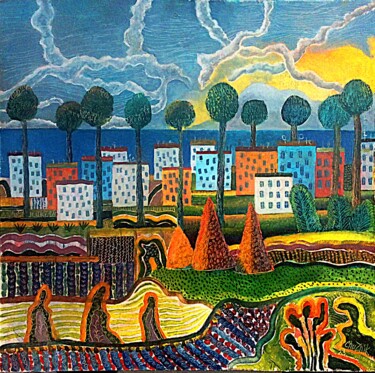 Painting titled "Вид Эрмини" by Chuzhik, Original Artwork, Oil