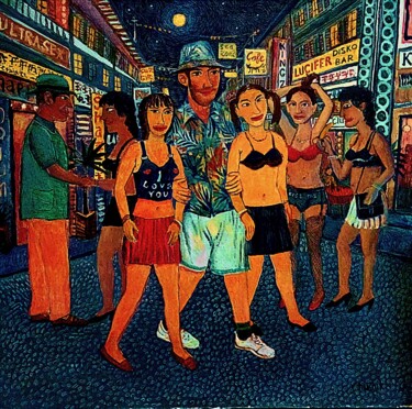 Malerei mit dem Titel "Pattaya. Night" von Chuzhik, Original-Kunstwerk, Öl