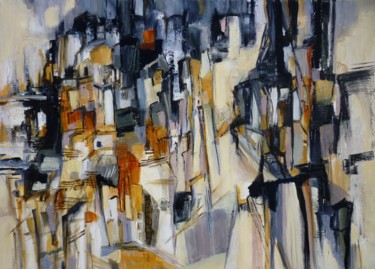 Peinture intitulée "Le quartier bleu-nu…" par Christelle Veron Cherbonnier, Œuvre d'art originale, Acrylique