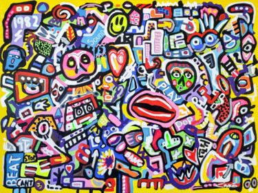 Painting titled "Poker Face" by Ciano Art, Original Artwork, Acrylic Mounted on Wood Stretcher frame