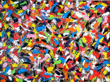 Painting titled "Fireball" by Ciano Art, Original Artwork, Acrylic Mounted on Wood Stretcher frame