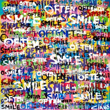 Painting titled "Smile Often" by Ciano Art, Original Artwork, Acrylic Mounted on Wood Panel