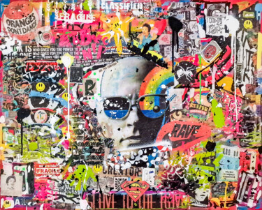 Peinture intitulée "Vintage Pulse" par Ciano Art, Œuvre d'art originale, Collages Monté sur Châssis en bois