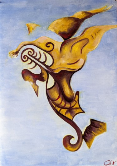 Schilderij getiteld "Flight" door Ciarán Ó Néill, Origineel Kunstwerk, Olie