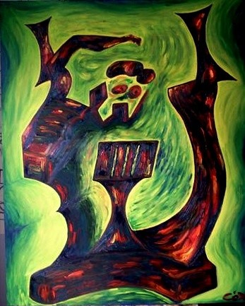 Malerei mit dem Titel "De Dirigent/The Con…" von Ciarán Ó Néill, Original-Kunstwerk, Öl Auf Keilrahmen aus Holz montiert