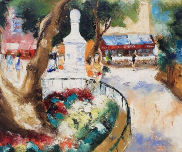 Painting titled "La fontaine a Saint…" by Cica, Original Artwork, Oil