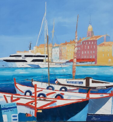 Painting titled "Voiles Latines à Sa…" by Cica, Original Artwork, Oil