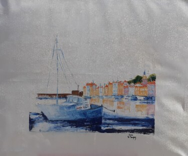 Schilderij getiteld "Bateaux pêcheurs St…" door Cica, Origineel Kunstwerk, Olie