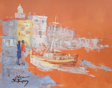 Painting titled "La ponche St Tropez" by Cica, Original Artwork, Acrylic