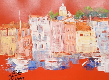 Painting titled "Port de Saint Trope…" by Cica, Original Artwork, Acrylic