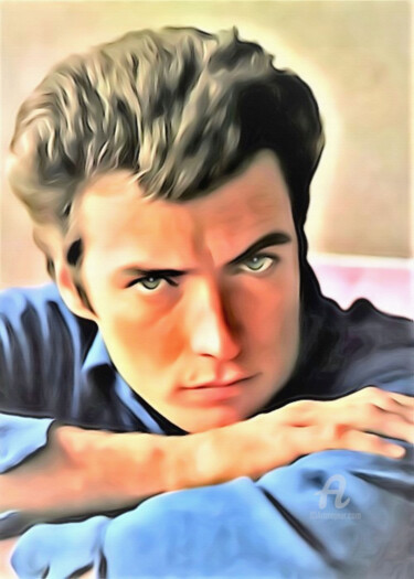 Digital Arts titled "Clint Eastwood" by Ciezar, Original Artwork, Digital Painting