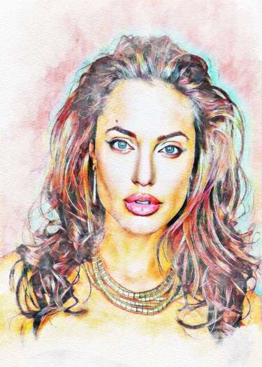 Artes digitais intitulada "Angelina Jolie  2" por Ciezar, Obras de arte originais, Pintura digital