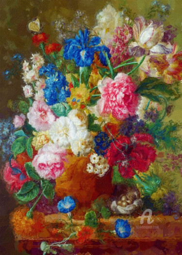 Artes digitais intitulada "Vaso de flores 2" por Ciezar, Obras de arte originais, Pintura digital